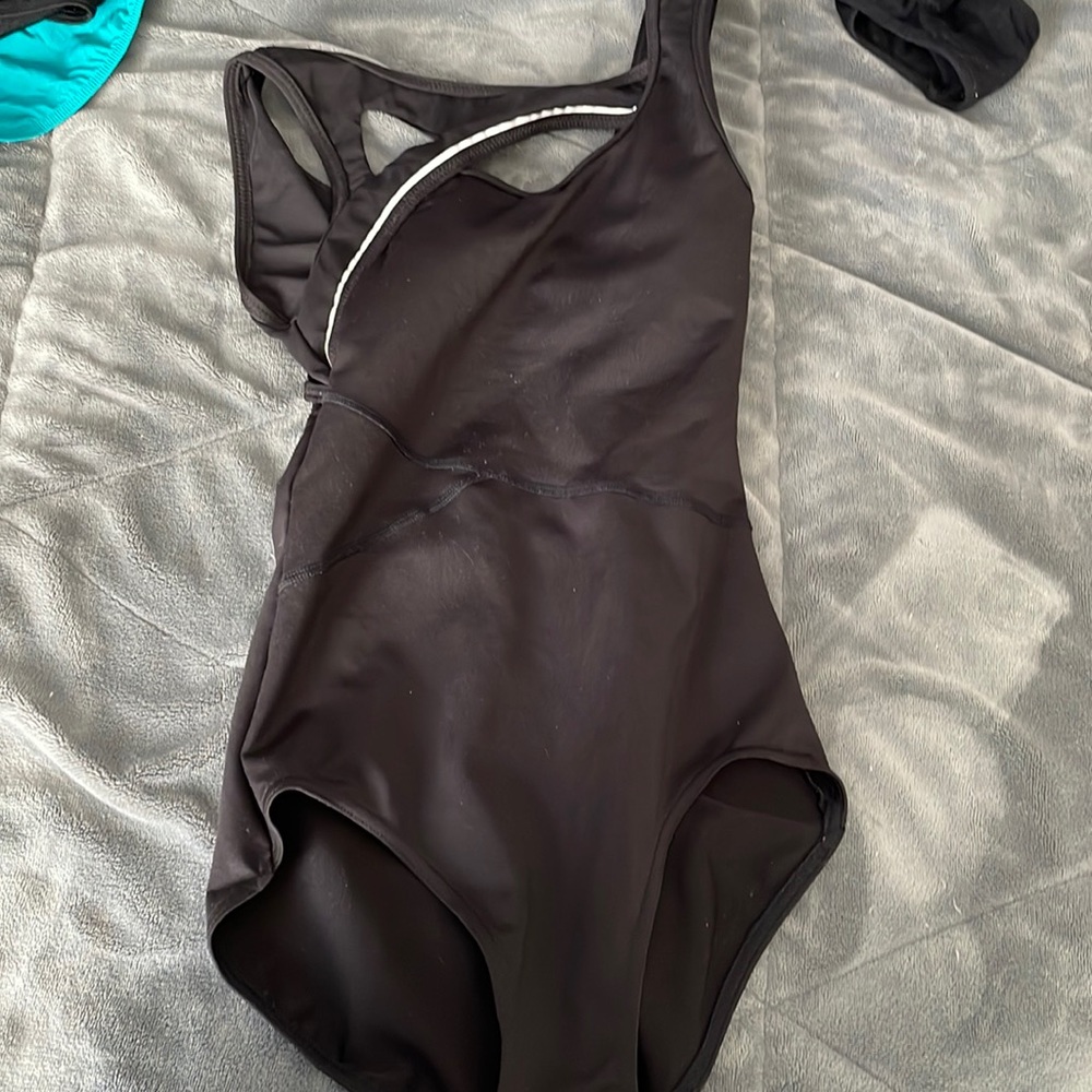 Black Capezio Leotard with Mesh and Cutouts